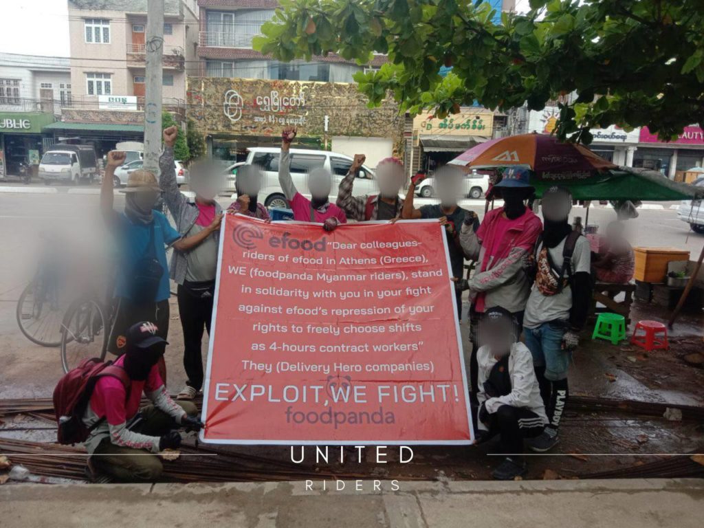 Solidarity to efood’s riders from the foodpanda (Myanmar) colleagues on strike